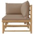 Set de muebles de jardín 2 piezas bambú y cojines gris