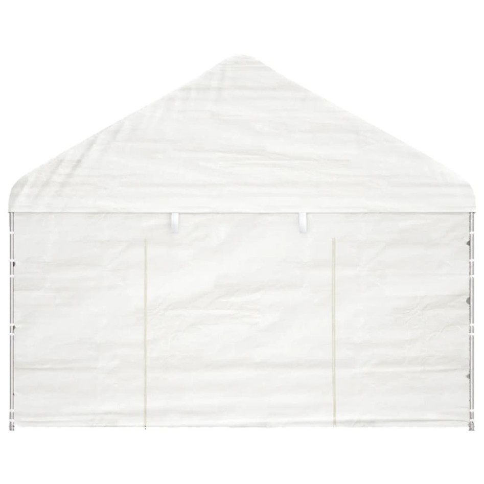 Cenador con techo polietileno blanco 4,08x2,23x3,22