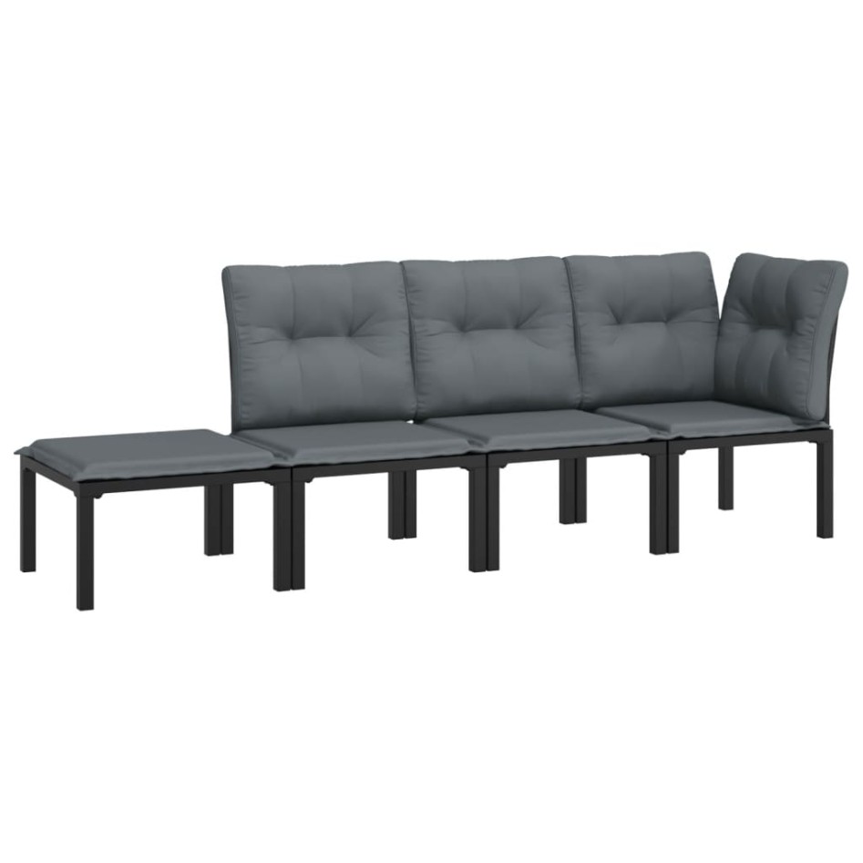 Set de muebles de jardín 4 piezas ratán sintético negro y