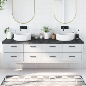 Encimera de baño madera tratada marrón oscuro 200x50x(2-6)