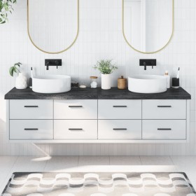 Encimera de baño madera tratada marrón oscuro 200x60x(2-6)
