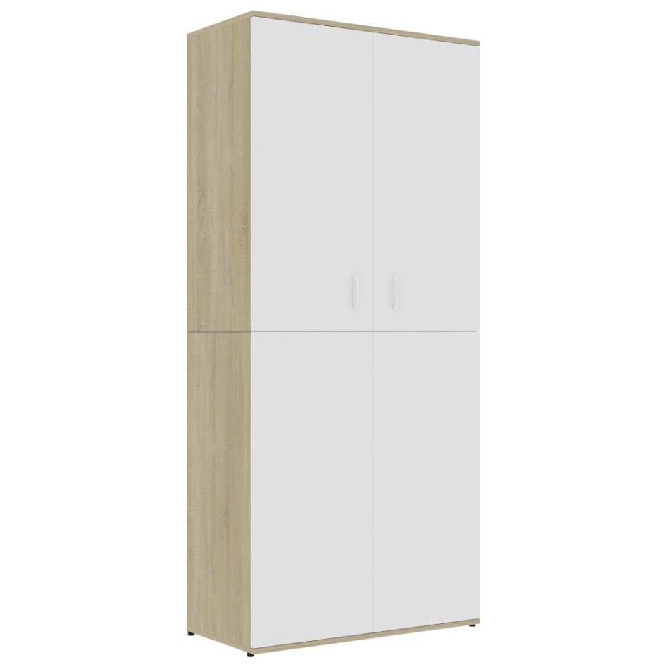 Mueble zapatero contrachapada blanco y roble 80x39x178