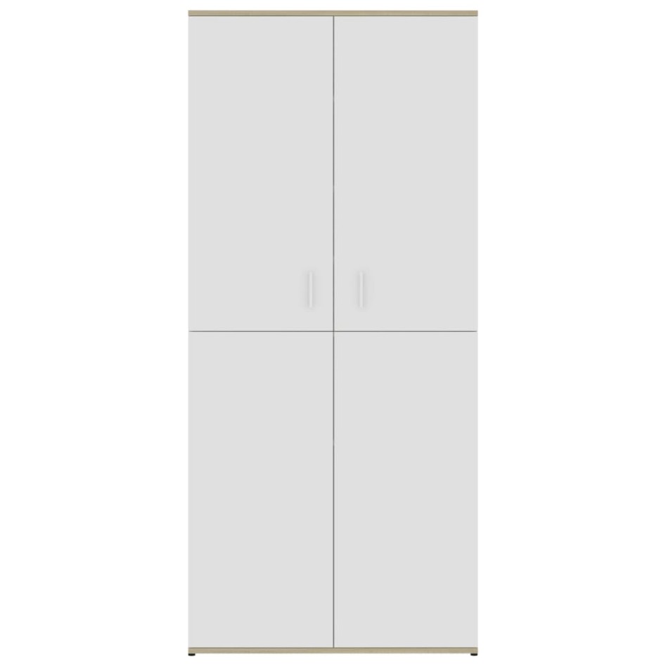 Mueble zapatero contrachapada blanco y roble 80x39x178