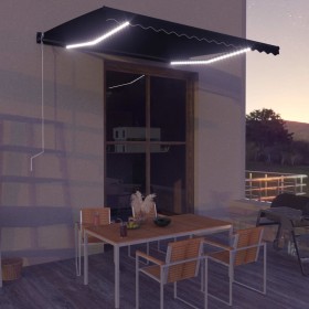 Toldo retráctil manual con LED gris antracita 400x300