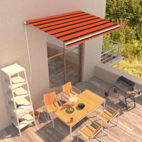Toldo retráctil manual naranja y marrón 350x250