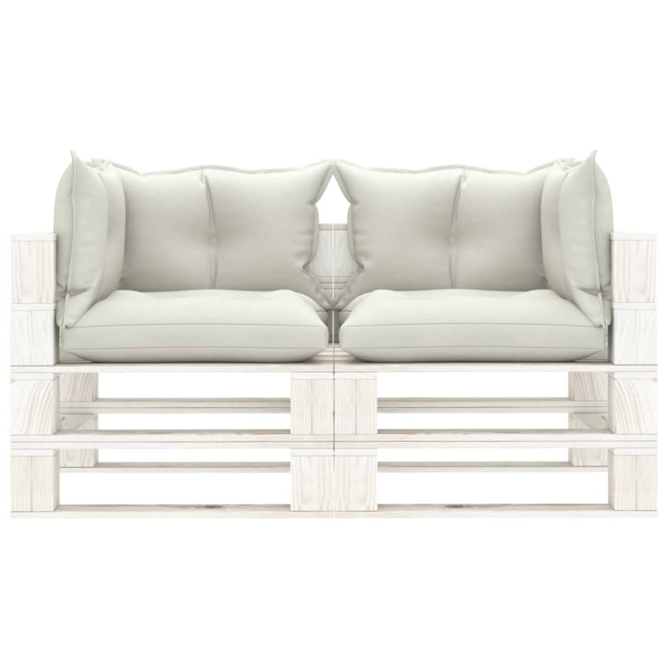 Sofá de palets de 2 plazas para jardín madera con cojines