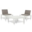 Juego de muebles de jardín 3 piezas plástico blanco