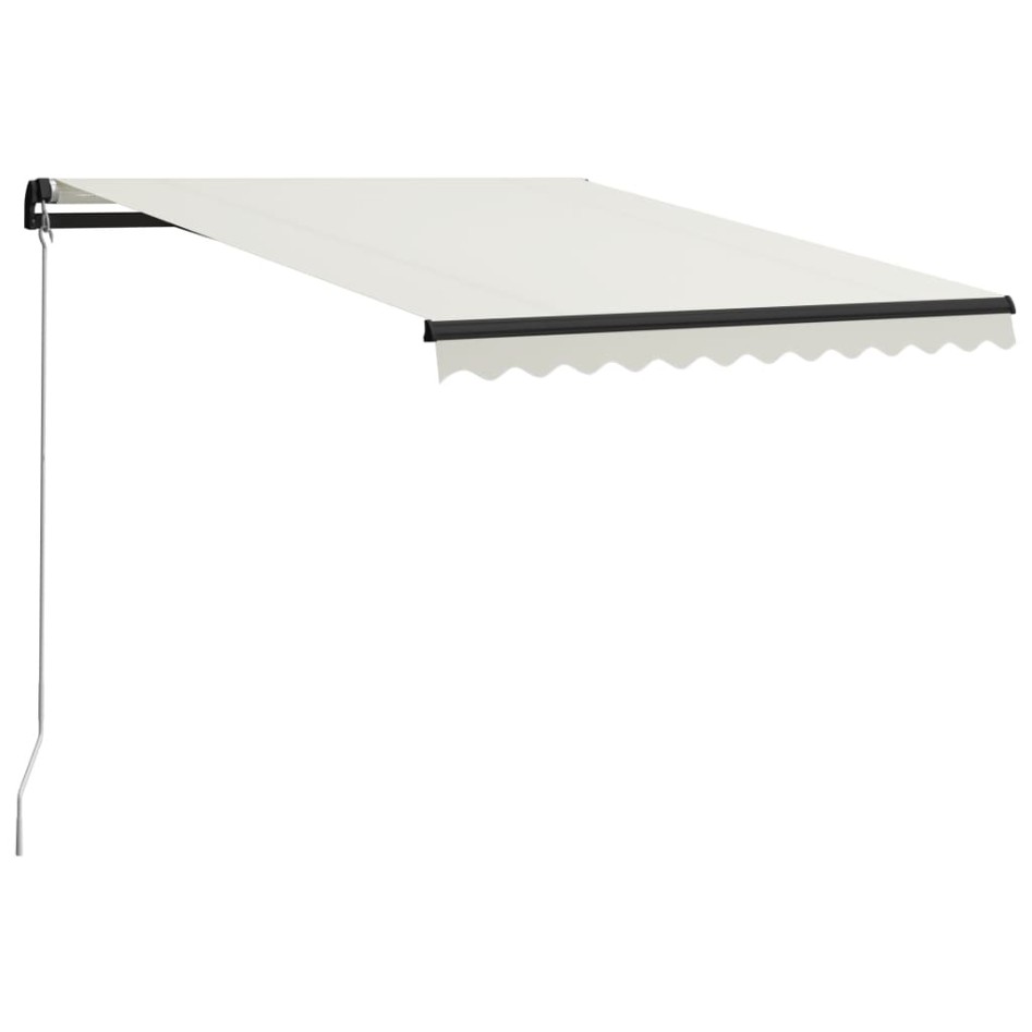 Toldo retráctil manual con LED crema 300x250