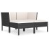 Set de muebles de jardín 4 pzas y cojines ratán sintético