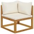 Muebles de jardín 4 pzas cojines crema madera maciza de