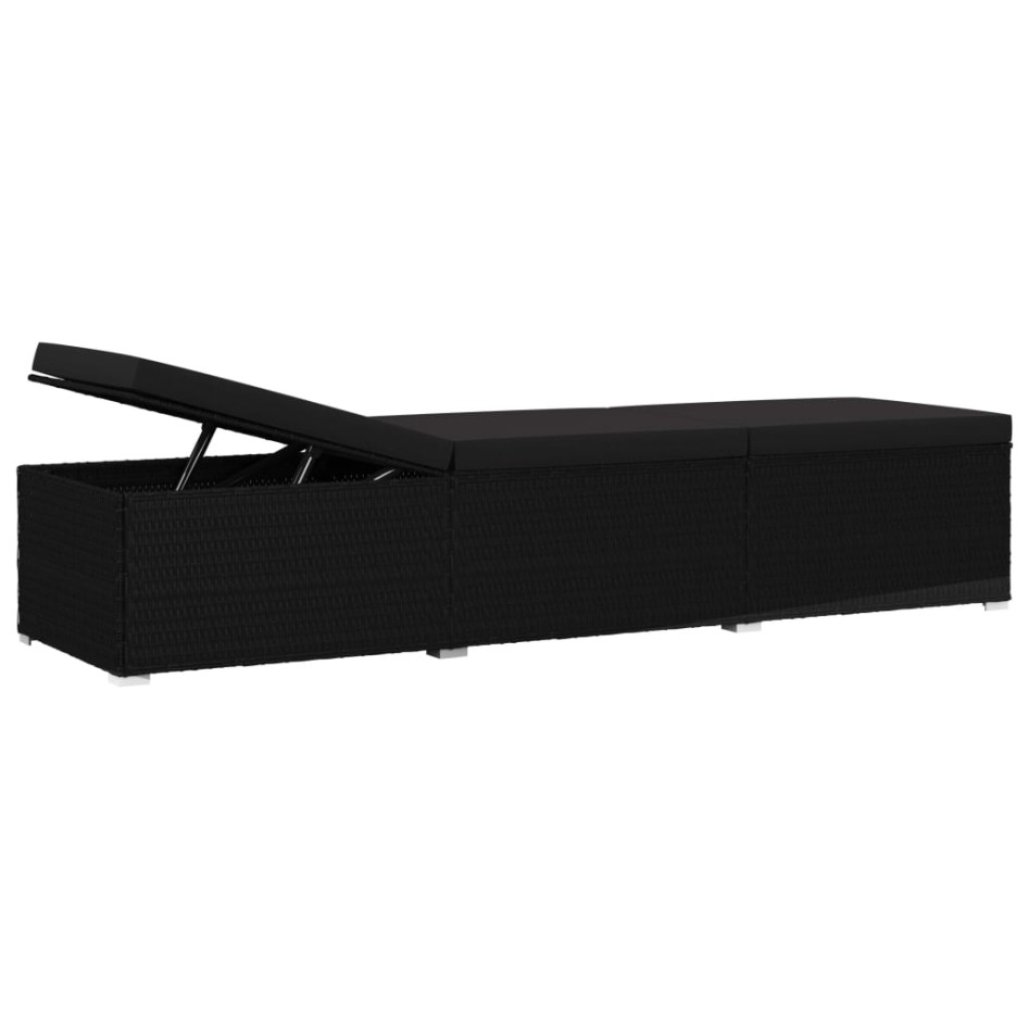 Tumbonas de jardín y mesita 3 piezas ratán sintético