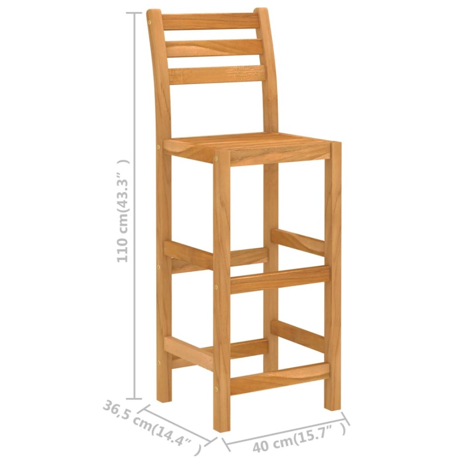 Mesa y sillas de bar para jardín 5 pzas madera maciza de