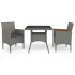 Muebles de jardín 3 piezas ratán sintético gris y