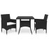 Muebles de jardín 3 piezas ratán sintético y vidrio