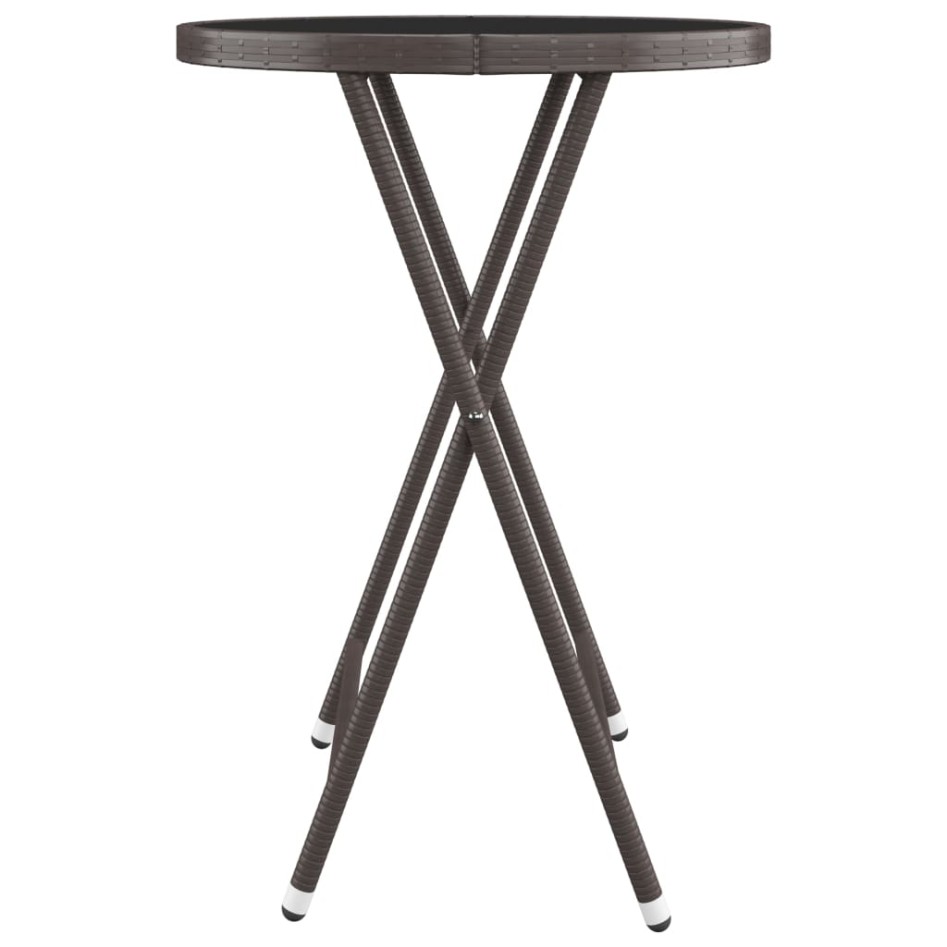 Set de bistró de jardín 3 pzas ratán PE vidrio templado