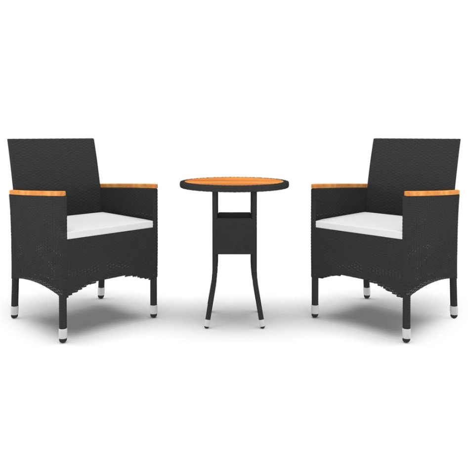 Juego de comedor de jardín 3 piezas ratán sintético