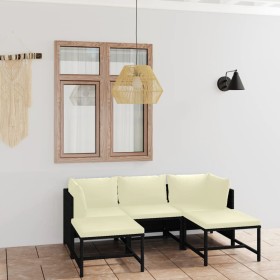 Set de muebles de jardín 5 pzas y cojines ratán sintético