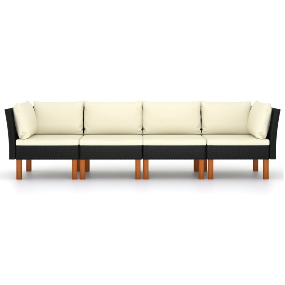 Sofá de jardín 4 plazas con cojines ratán sintético