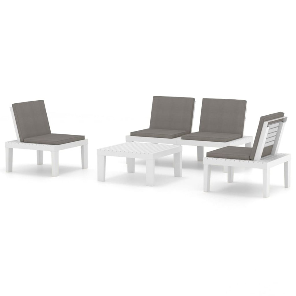 Set de muebles de jardín 4 piezas con cojines plástico