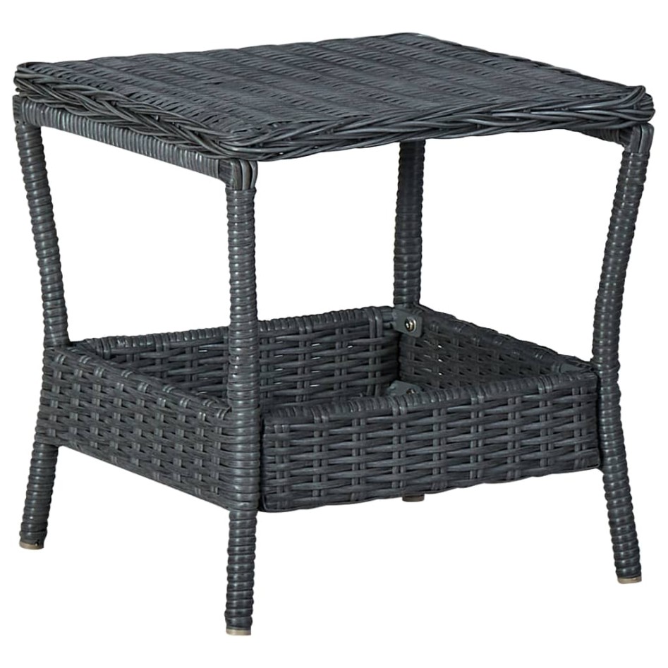 Set muebles jardín 3 pzas ratán sintético gris oscuro y