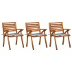 Sillas de comedor jardín con cojines 3 uds madera maciza acacia