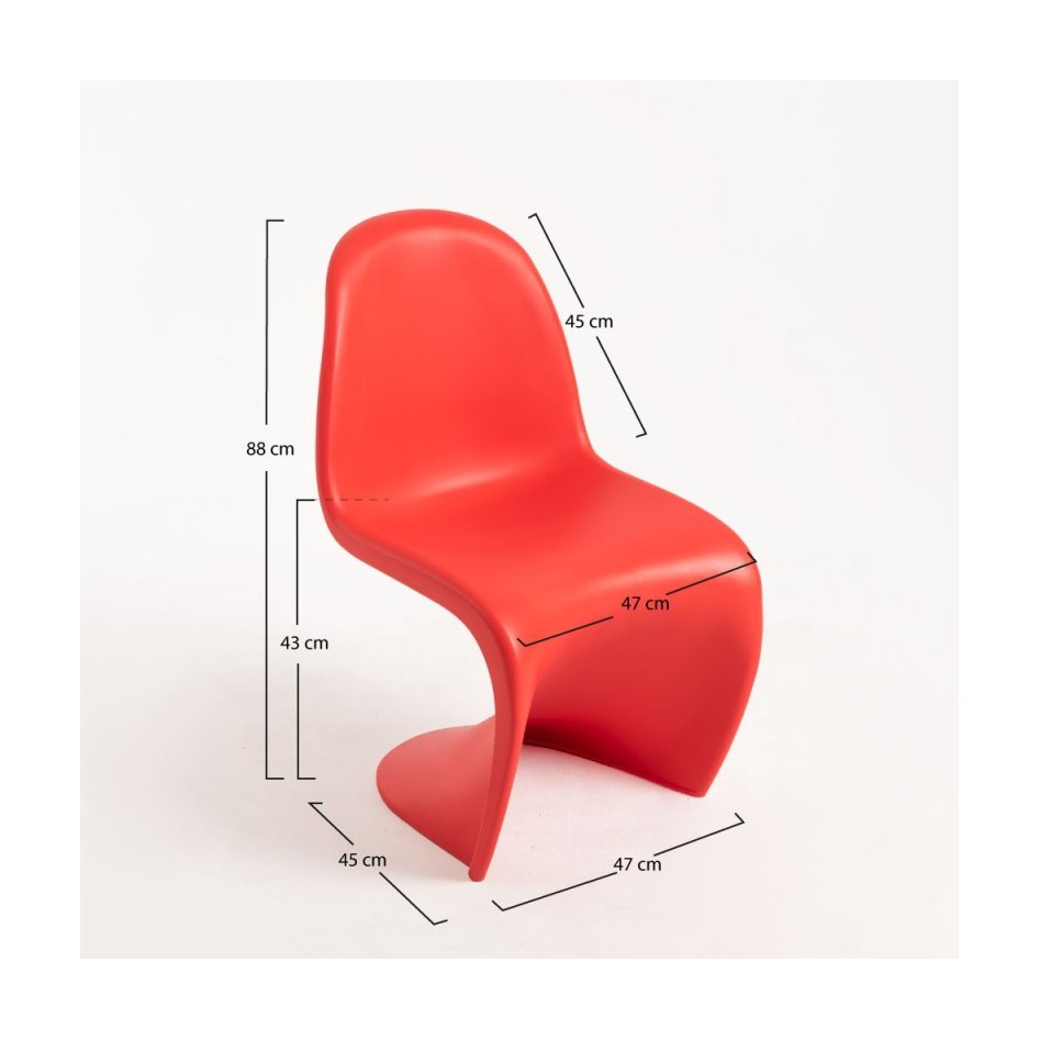 Silla de diseño, modelo Onda color roja