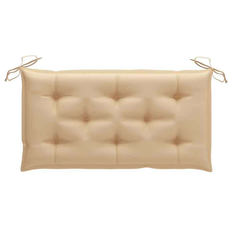 Banco de jardín madera maciza de teca con cojín beige 112