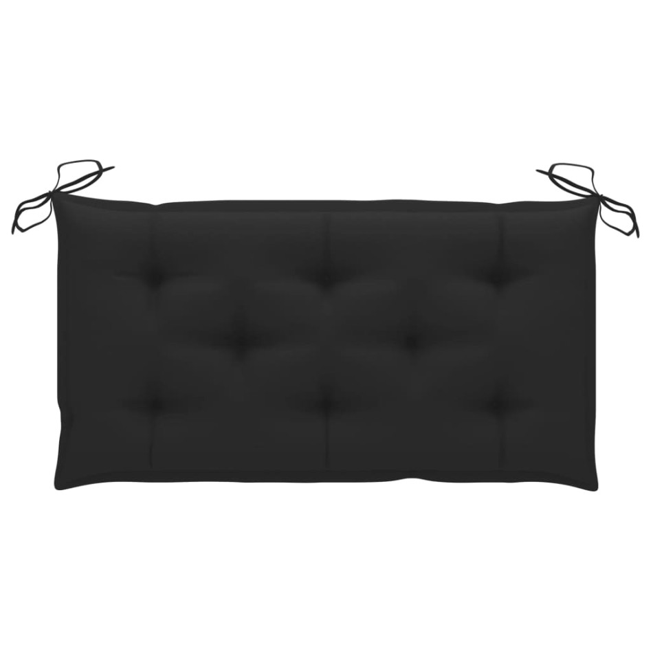 Banco de jardín madera maciza de teca con cojín negro 112