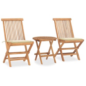 Set comedor de jardín plegable 3 piezas madera de teca