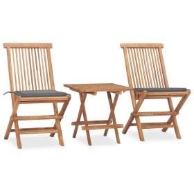 Set comedor de jardín plegable 3 piezas madera de teca
