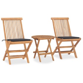 Set comedor de jardín plegable 3 piezas madera de teca