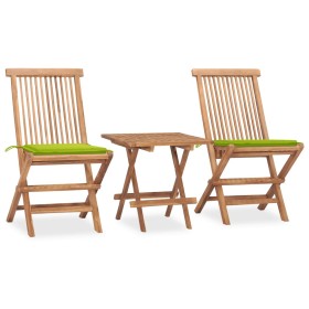 Set comedor de jardín plegable 3 piezas madera de teca
