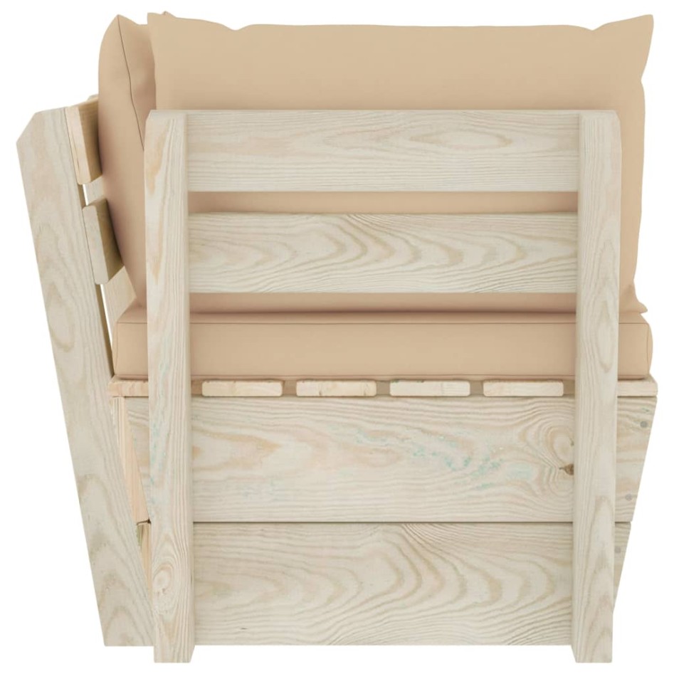 Sofá de esquina de palets de jardín cojines abeto