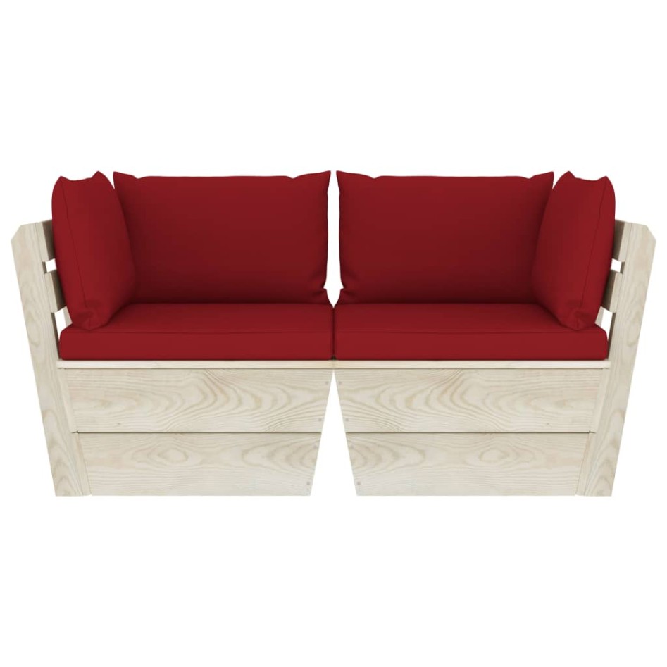 Sofá de palets de jardín 2 plazas con cojines madera de