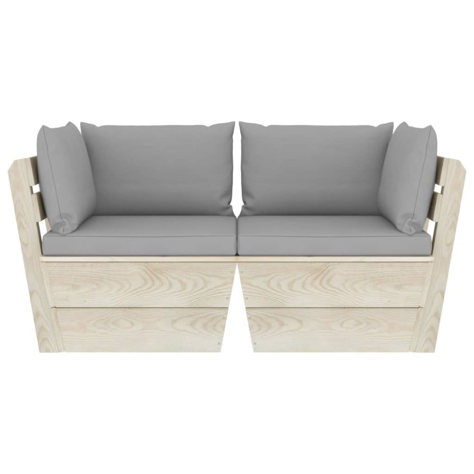 Sofá de palets de jardín 2 plazas con cojines madera de