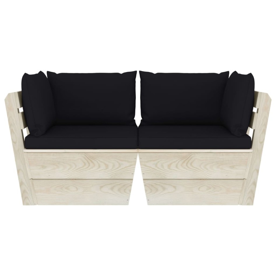 Sofá de palets de jardín 2 plazas con cojines madera de
