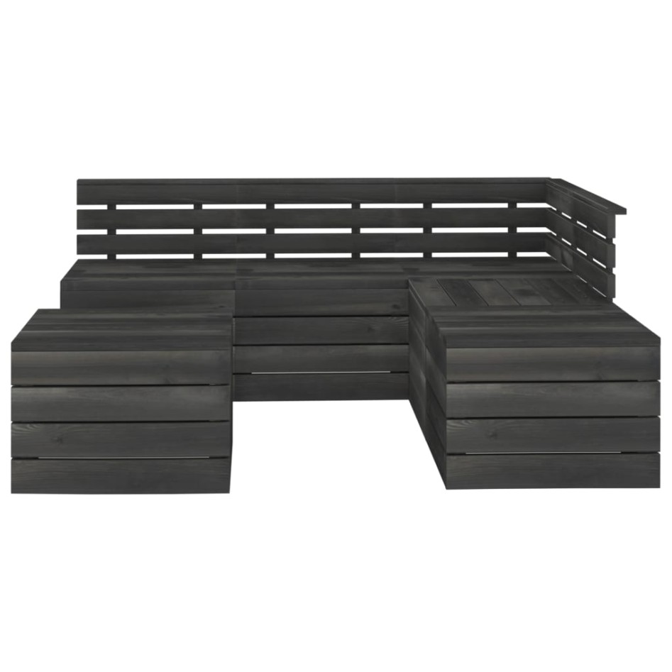 Muebles palets de jardín 6 pzas madera maciza pino gris