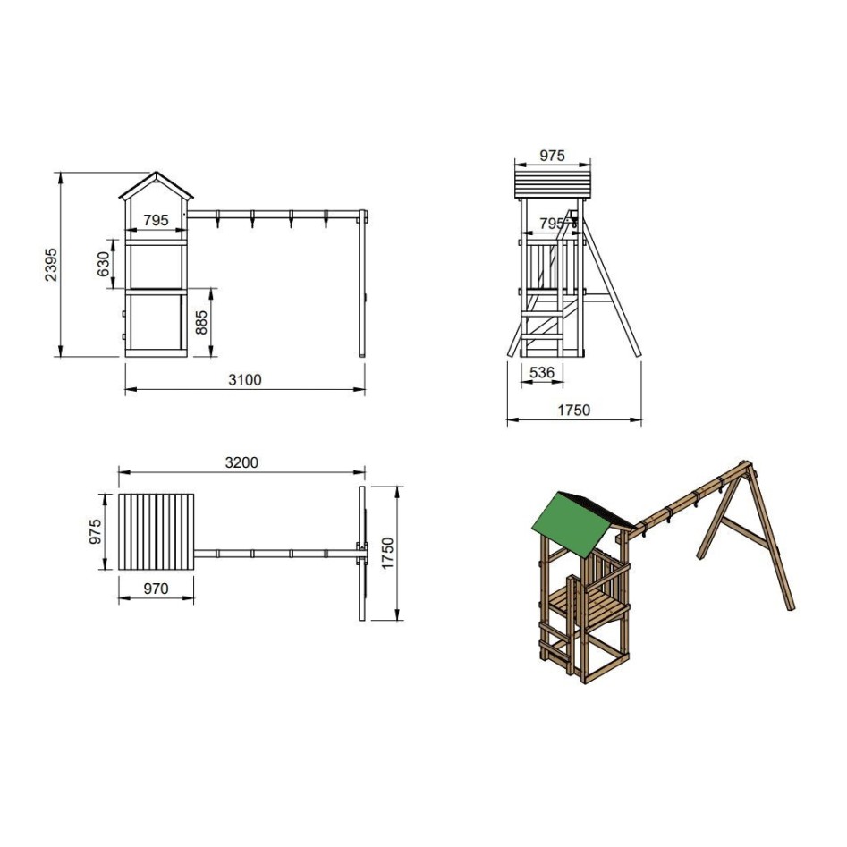 Parque Infantil Carlit Lona con columpio doble