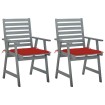 Sillas de comedor jardín 2 uds madera maciza acacia con cojines