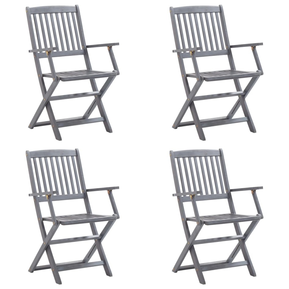 Sillas de jardín plegables 4 uds cojines madera maciza