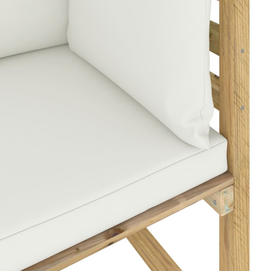 Sofá de jardín de esquina cojines 2 uds madera impregnada