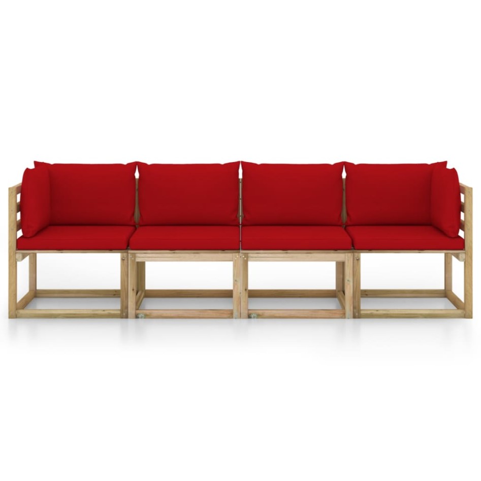 Sofá de jardín de 4 plazas con cojines