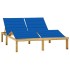 Tumbona doble y cojines madera pino impregnada azul