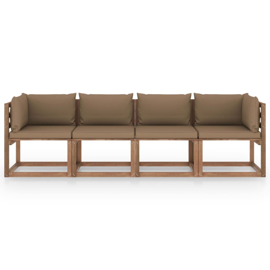 Sofá de palets 4 plazas cojines madera de pino