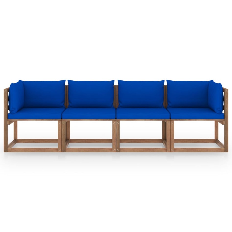 Sofá de palets 4 plazas cojines madera de pino