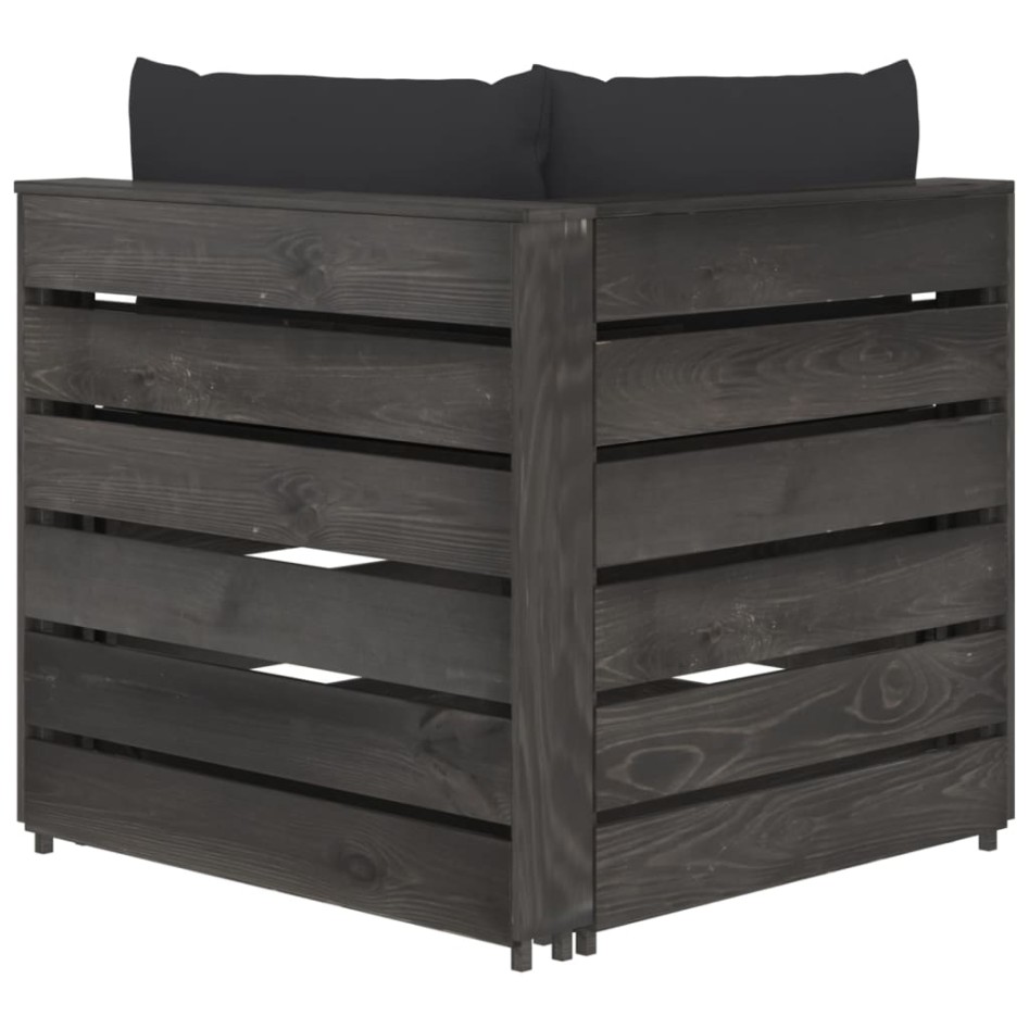 Sofá de palets 2 plazas cojines gris madera de pino