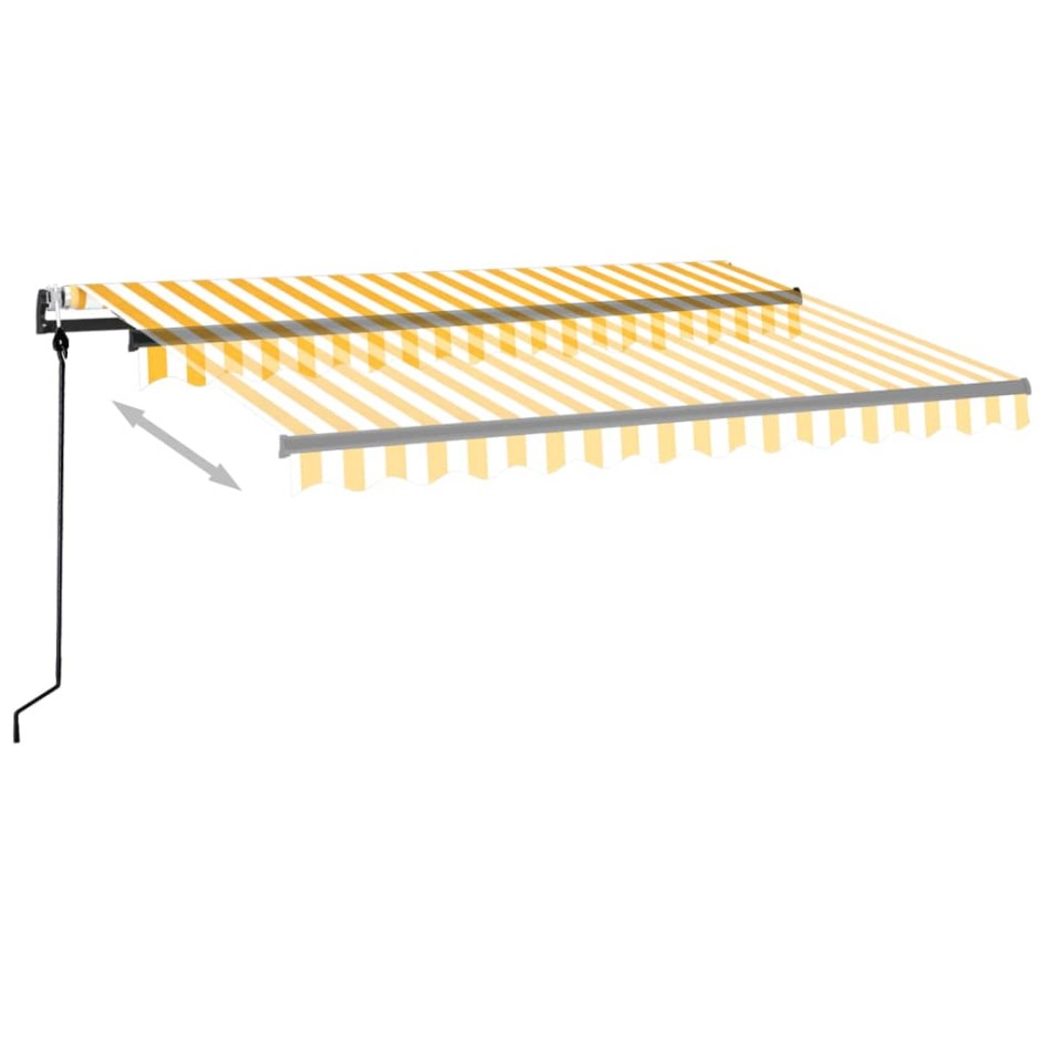Toldo retráctil automático amarillo y blanco 350x250