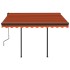 Toldo manual retráctil con LED naranja y marrón 3x2,5