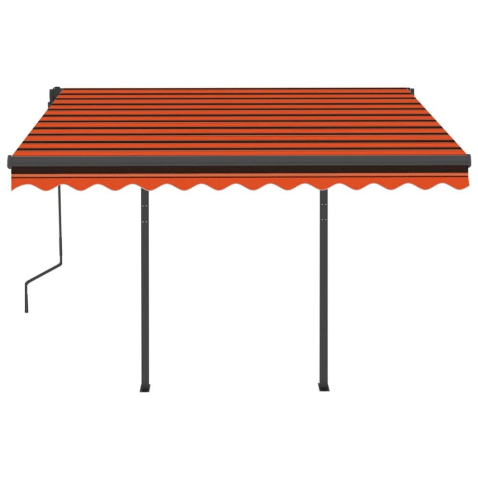 Toldo manual retráctil con LED naranja y marrón 3x2,5