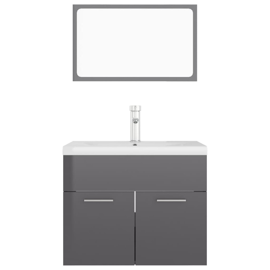 Juego de muebles de baño madera de ingeniería gris
